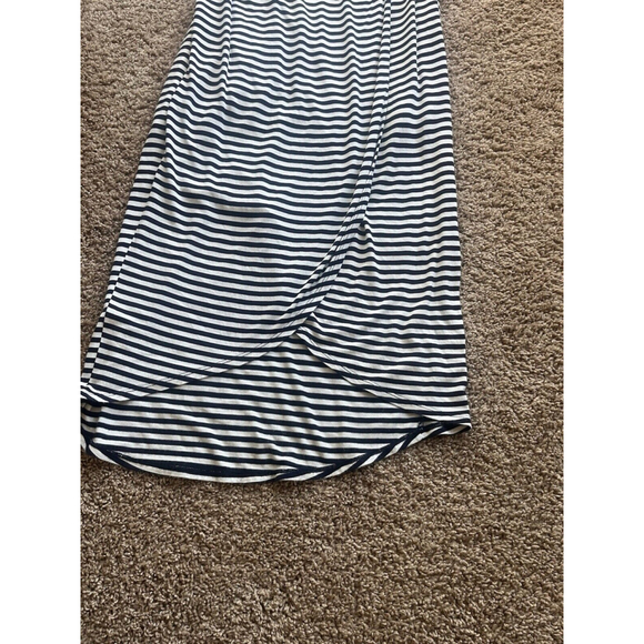 Cabi Boat Stripe Maxi Dress Medium Blue White Faux Wrap Nautical Strappy 5105 - Picture 2 of 9